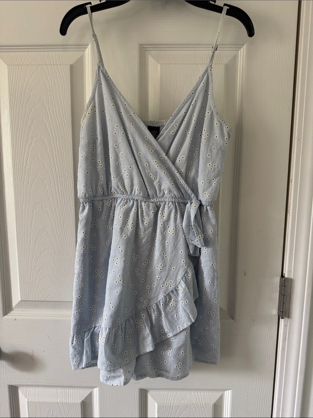 wild fable Light Blue Floral Wrap Romper with Pockets